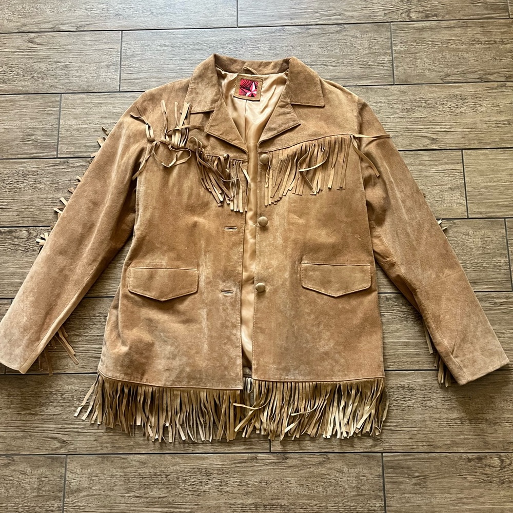 Genuine leather size Large fringed jacket